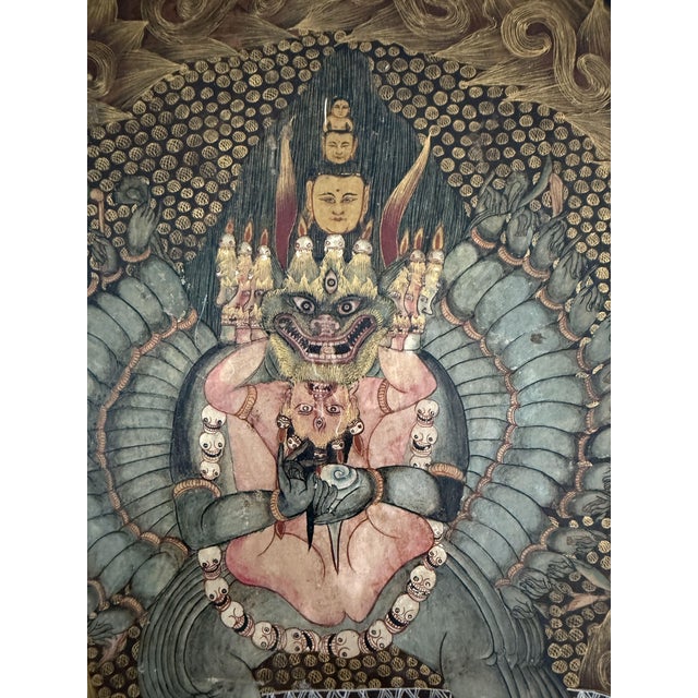 1920s Unknown, Thangka Bhavachakra Wheel of Life Yama and Samsara, 1920s, Oil on Canvas For Sale - Image 5 of 10