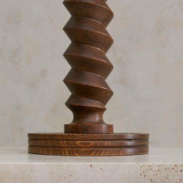 Mid-Century Modern French Wood Table Lamp Attributed to Charles Dudouyt, 1950 For Sale - Image 3 of 6