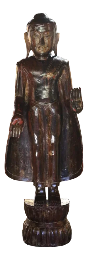 Burmese Wooden Standing Buddha