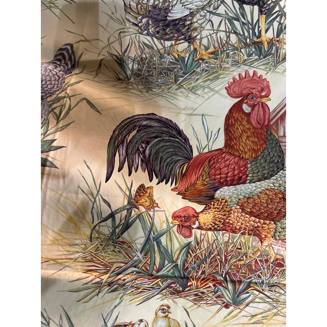 Pierre Frey 1980s Pierre Frey “La Basse Cour” Hand-Painted Discontinued French Country Textile Tablecloth For Sale - Image 4 of 6