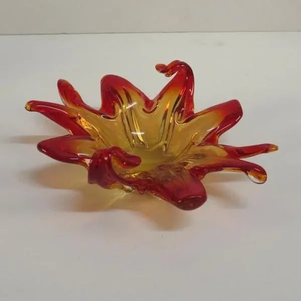 1950s Vintage Orange Murano Glass Bowl For Sale - Image 5 of 9