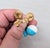 Vintage 1950s Signed Crown Trifari White & Turquoise Checked Drop Clip Earrings-2 Pieces For Sale - Image 9 of 10