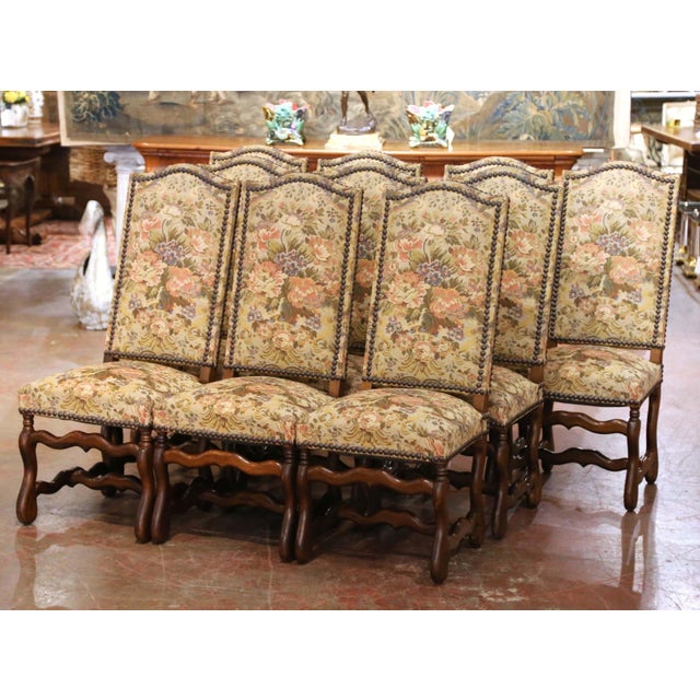 Set of 10 Early 20th Century French Louis XIV Upholstered Oak Dining Chairs For Sale In Dallas - Image 6 of 12
