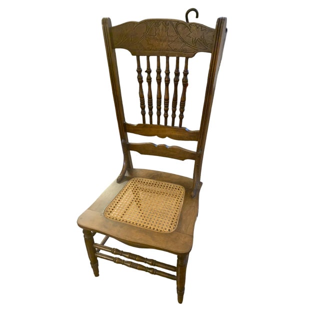 This chair is a wonderful sturdy wooden pressed back nursing chair. It features a low profile for the intended use, and a...