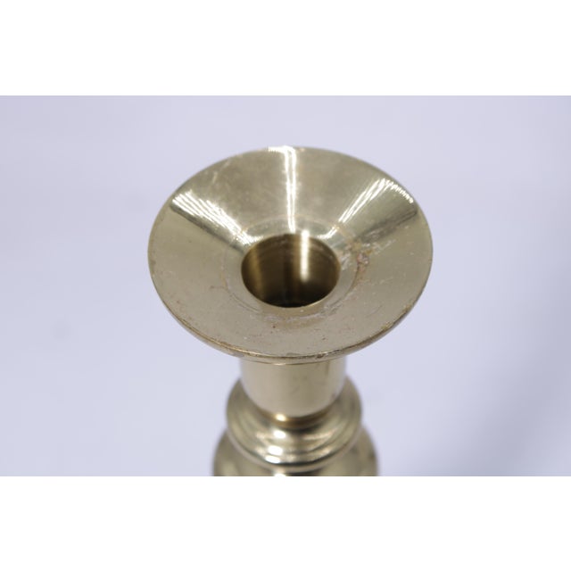 Pair of Virginia Metalcrafters Harvin Brass Candlesticks For Sale - Image 9 of 16
