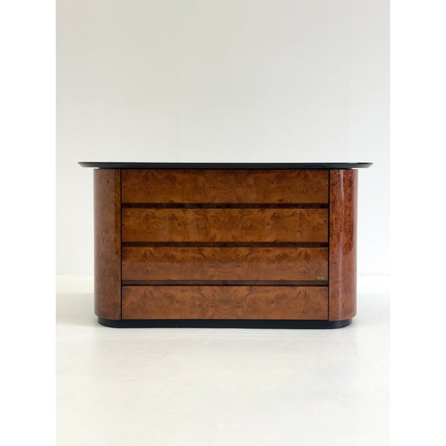 Vintage Chest of Drawers in Lacquered Burl Wood with Bar by Voltan, 1970s For Sale - Image 10 of 10
