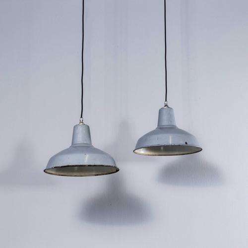 Industrial Grey Enamelled Pendant Lamp from Benjamin, 1950s For Sale - Image 6 of 9