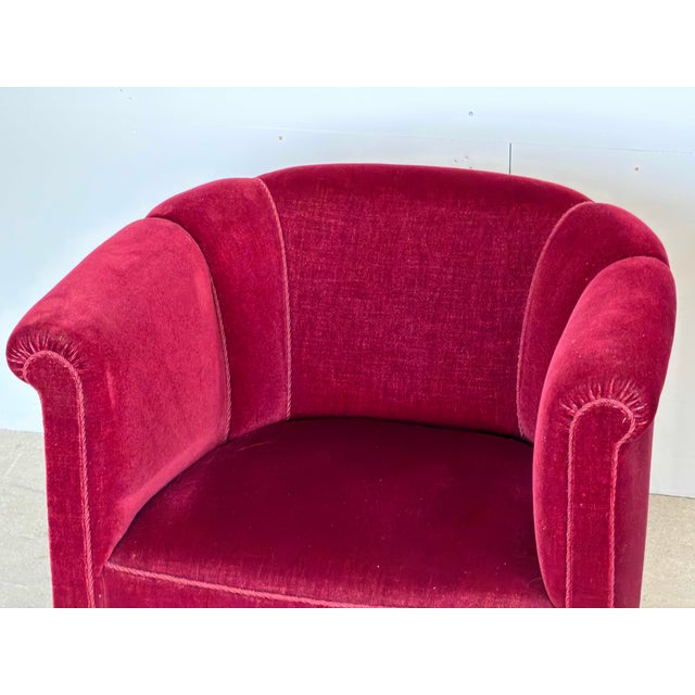 Mid 20th Century Danish Lounge Chairs in Burgundy Velvet and Beech, 1950s, Set of 2 For Sale - Image 5 of 9