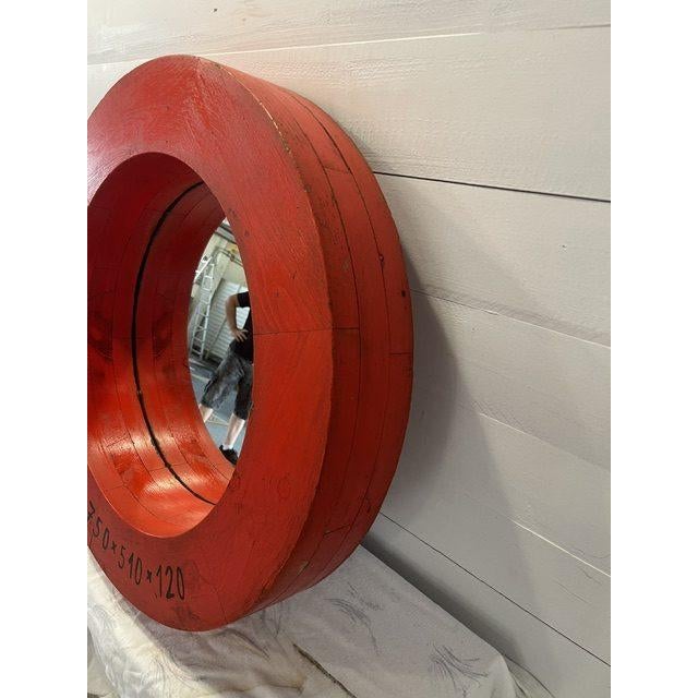 1930s Vintage Industrial Wooden Mirror in Negative Molds, 1930 For Sale - Image 5 of 8