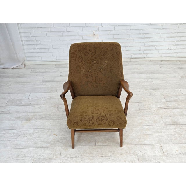 Wood Vintage Danish Armchair in Furniture Wool and Beech Wood, 1960s For Sale - Image 7 of 17