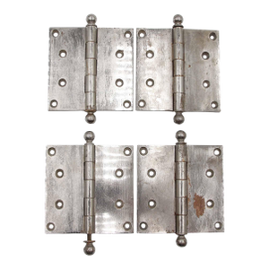 Set of 4 Vintage Nickel Plated Brass Sargent Butt Door Hinges