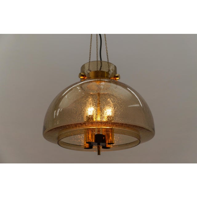Brown Brass and Smoked Glass Hanging Lamp from Limburg, Germany, 1960s For Sale - Image 8 of 14