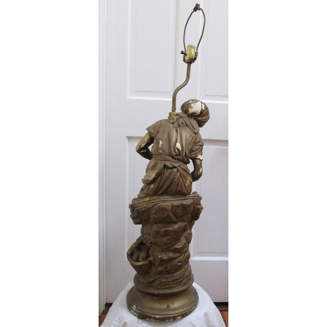 1910s Sculptural Antique Gilt Lamp Attributed to Mathurin Moreau For Sale - Image 5 of 11