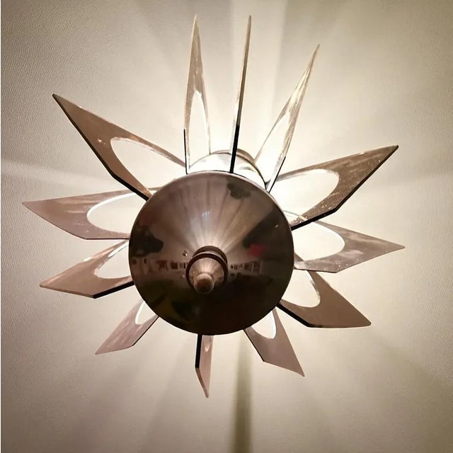 Mid-Century Modern Smoked Acrylic Glass and Chromed Hanging Lamp, 1980s For Sale - Image 9 of 11