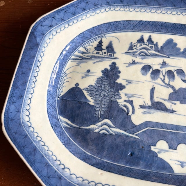A Fine Antique Chinese Export Porcelain Canton Platter, Circa 1830’s Made in Canton, China circa 1820-1840's Eight sided...