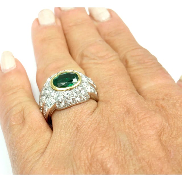 Patek Philippe Platinum Diamond Emerald Ring Certificate, size 6 For Sale - Image 10 of 10