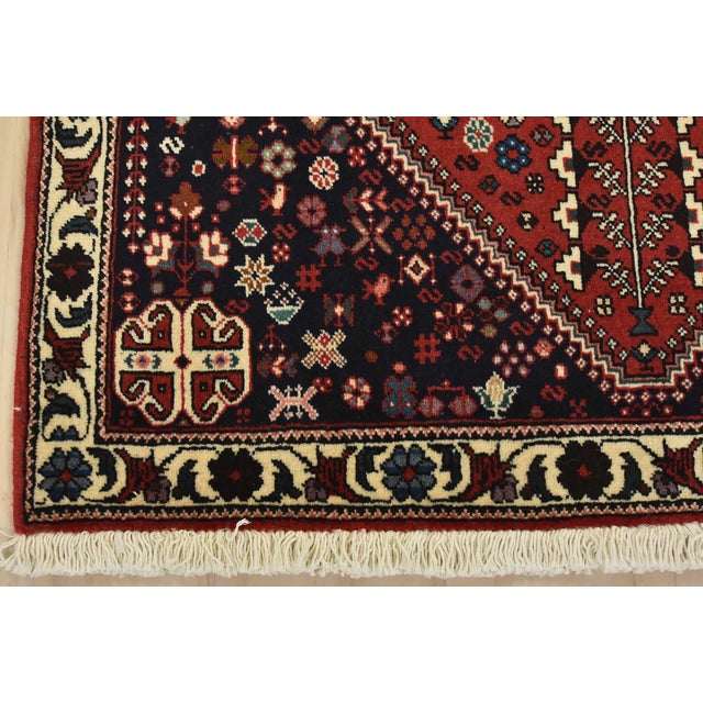 Abadeh Rug 3’5” X 4’10” Red Wool Vintage Tribal Hand-Knotted Carpet For Sale - Image 9 of 12