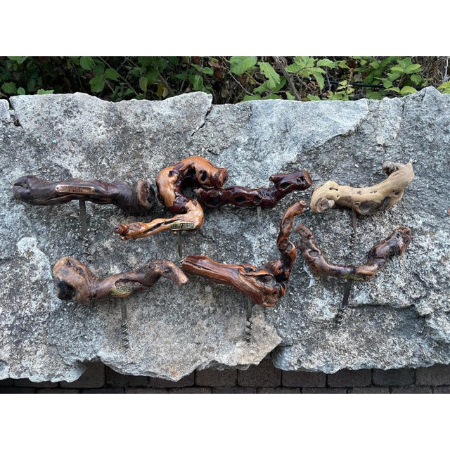 Vintage French Grape Vine Wood Corkscrew Wine Bottle Opener For Sale - Image 4 of 5