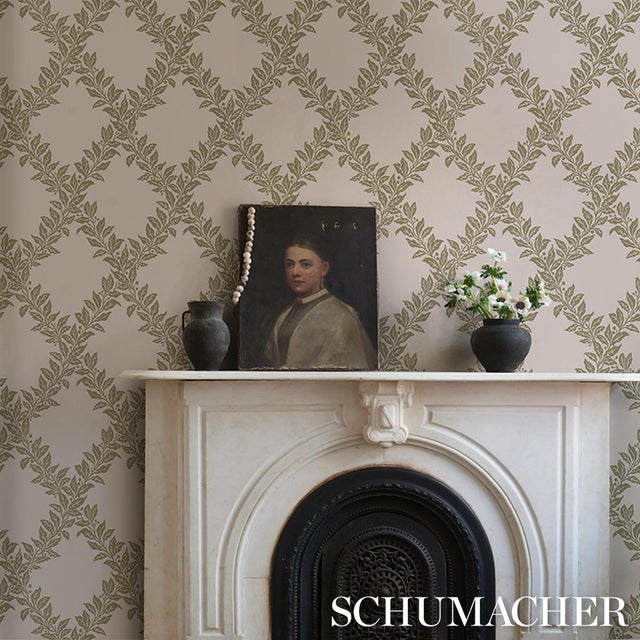 2020s Schumacher Tyninghame Trellis Wallcovering In Sage For Sale - Image 5 of 6