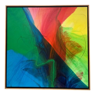 Large Mid-Century Modern Lillian B. Beranek Original Abstract Acrylic Painting on Canvas For Sale