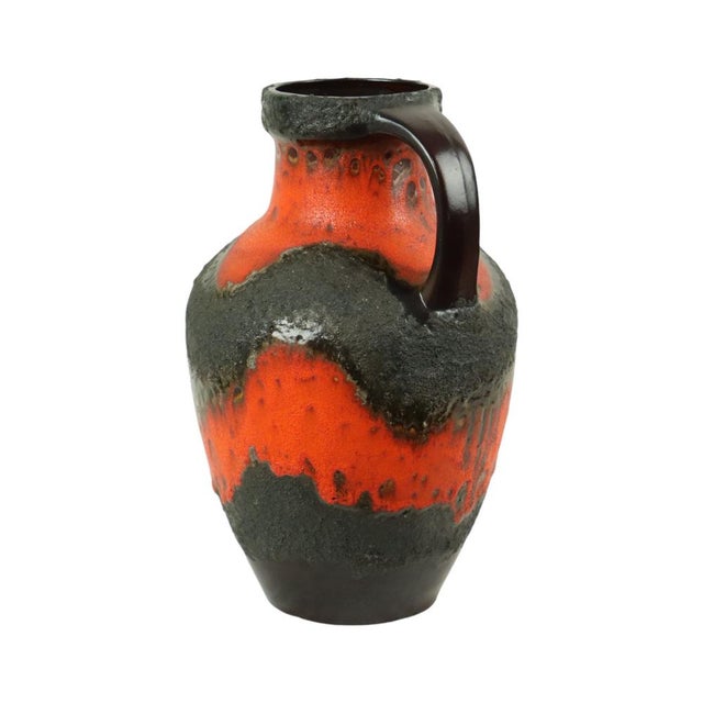 Large Orange Fat Lava Vase from Carstens Tönnieshof, West Germany, 1960s For Sale - Image 3 of 11