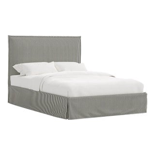 Stoffer Home x Cloth & Company Maura Slipcover Bed in Jane Stripe Carbon - California King For Sale