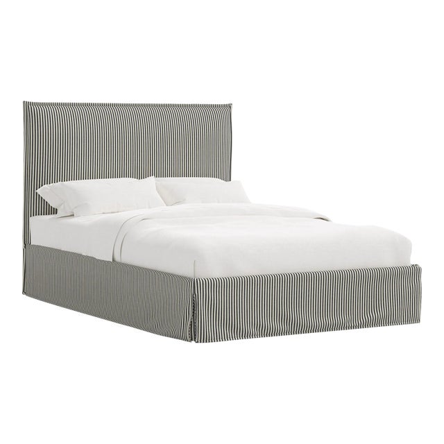 Stoffer Home x Cloth & Company Maura Slipcover Bed in Jane Stripe Carbon - California King For Sale