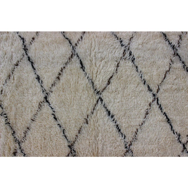 Moroccan Vintage Cream and Brown/Black Moroccan Rug-9'4 X 12'0 For Sale - Image 3 of 6