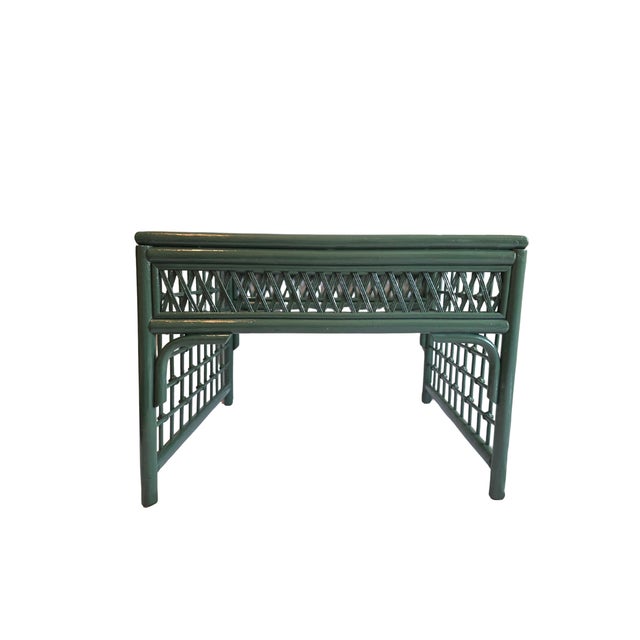 A true design-forward statement piece. This square vintage rattan and bamboo coffee table showcases an incredible level of...