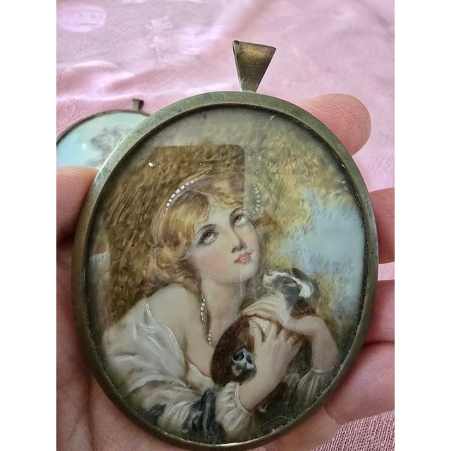 Mid 19th Century Antique Miniature Painting Set of Three Courtesans - Set of 3 For Sale - Image 5 of 12