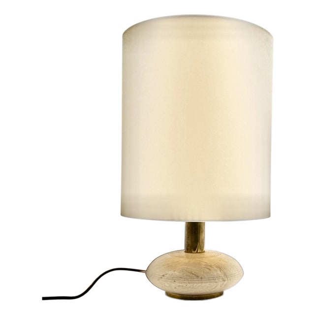 Travertine & Brass Table Lamp, Italy, 1970s For Sale