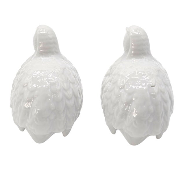 Set of Three Mid-Century Japanese White Porcelain Quail Figurines For Sale - Image 16 of 17