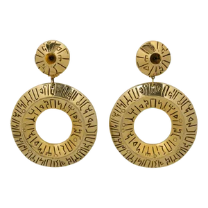 Francoise Montague Paris Oversized Gilded Resin Donut Dangle Pair of Clip Earrings