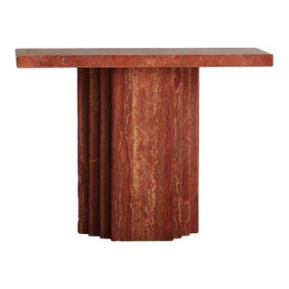 Red Travertine Console Table, Italy 20th Century For Sale