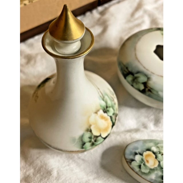 Victorian 5 Pc Antique Leona Griffith by Vignaud Limoges Toilette Dresser Set For Sale - Image 3 of 10