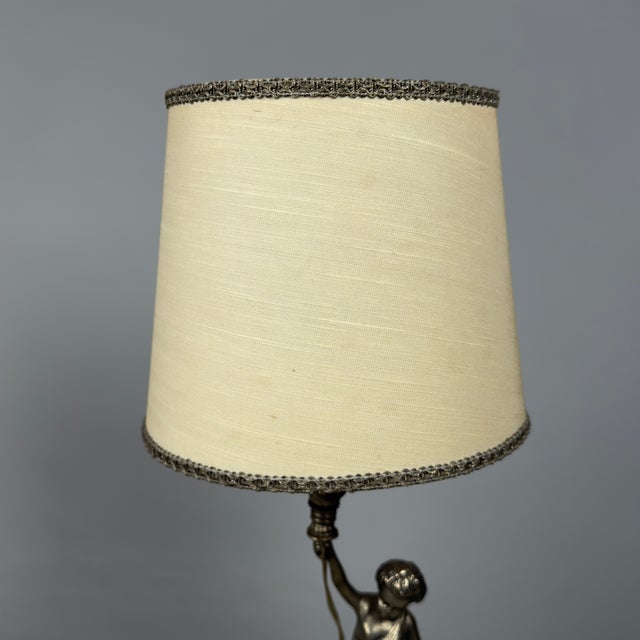 Silver-Plated Brass Cherub Table Lamp, 1960s For Sale - Image 6 of 13