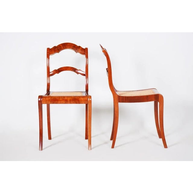 Set of Biedermeier Dining Chairs in Mahogany & Wicker, Germany, 1830s For Sale - Image 5 of 9