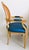 1940s French Louis XVI Style Fauteuil Chair Giltwood Frame Cane Oval Back Blue Fabric For Sale In Miami - Image 6 of 15