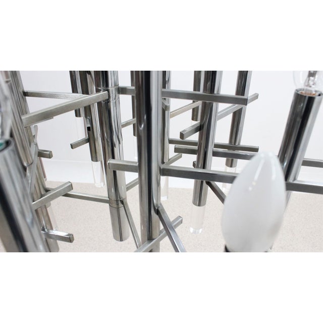 Acrylic Glass and Chrome Chandelier from Gaetano Sciolari, 1970s For Sale - Image 6 of 10