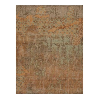 Rug & Kilim’s Modern Abstract Art Rug With Floral Patterns in Green and Brown For Sale