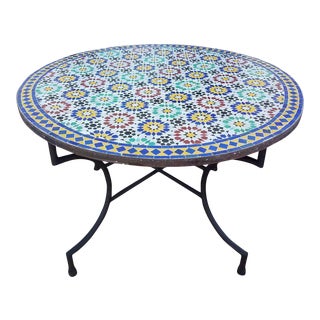 Moroccan Multicolor Beldia Tina Mosaic Table For Sale