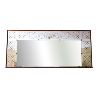 Large Vintage Italian Mahogany Wall Mirror, 1950 For Sale