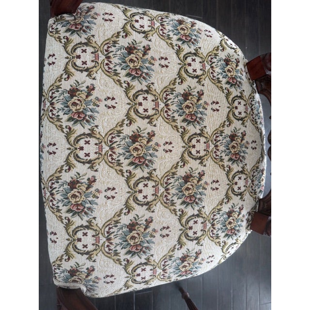 2 Antique Carved Wood Upholstered Armchairs For Sale In New York - Image 6 of 7
