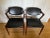 Original Condition, Mid Century Kai Kristiansen chairs. Model 42. Original black leather and rosewood frame. Tilt back...