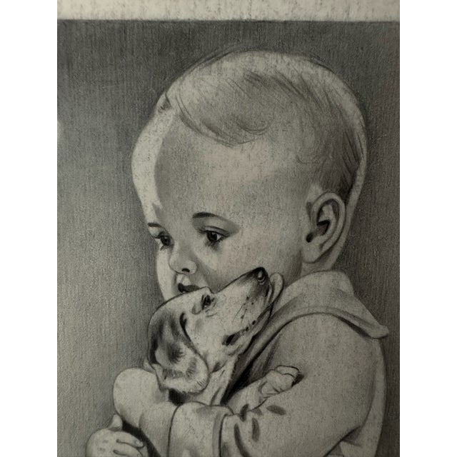 Original graphite pencil drawing by American artist and illustrator Theodore E. Schrock (1879–1952), depicting a seated...