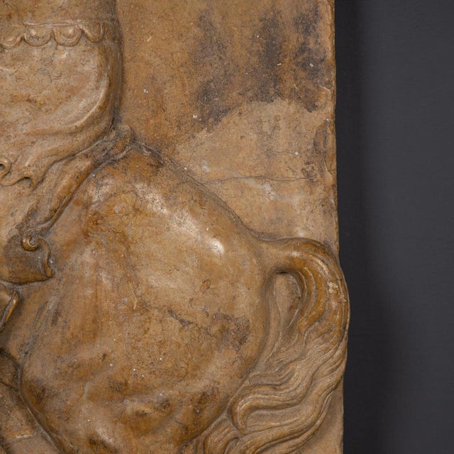 Brown 19th Century Italian Marble Plaque of George Slaying the Dragon, 1870 For Sale - Image 8 of 18