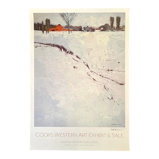 Artist Signed 'Red Barn in Winter' Coors Western Art Exhibit and Sale 2017 Poster For Sale