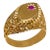 Gold and Ruby 14 Karat Yellow Gold Ring Vintage Unisex, Size 9.5 For Sale
