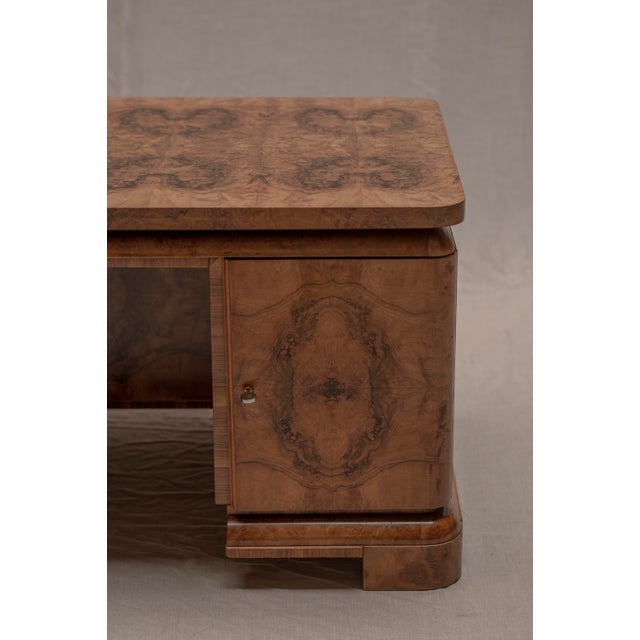 Burlwood Desk or Center Table, 1940s For Sale - Image 3 of 17