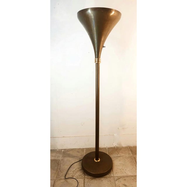 Mid-Century Modern Art Deco Brass Floor Lamp, 1940s For Sale - Image 3 of 18